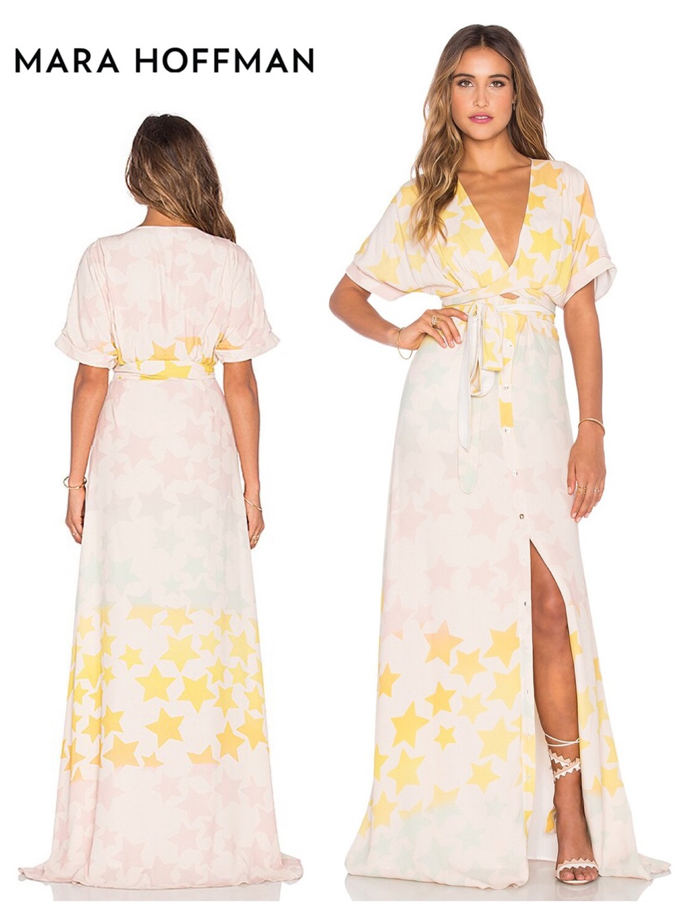 MARA HOFFMAN Tie Front Dress in Star Blast Pink